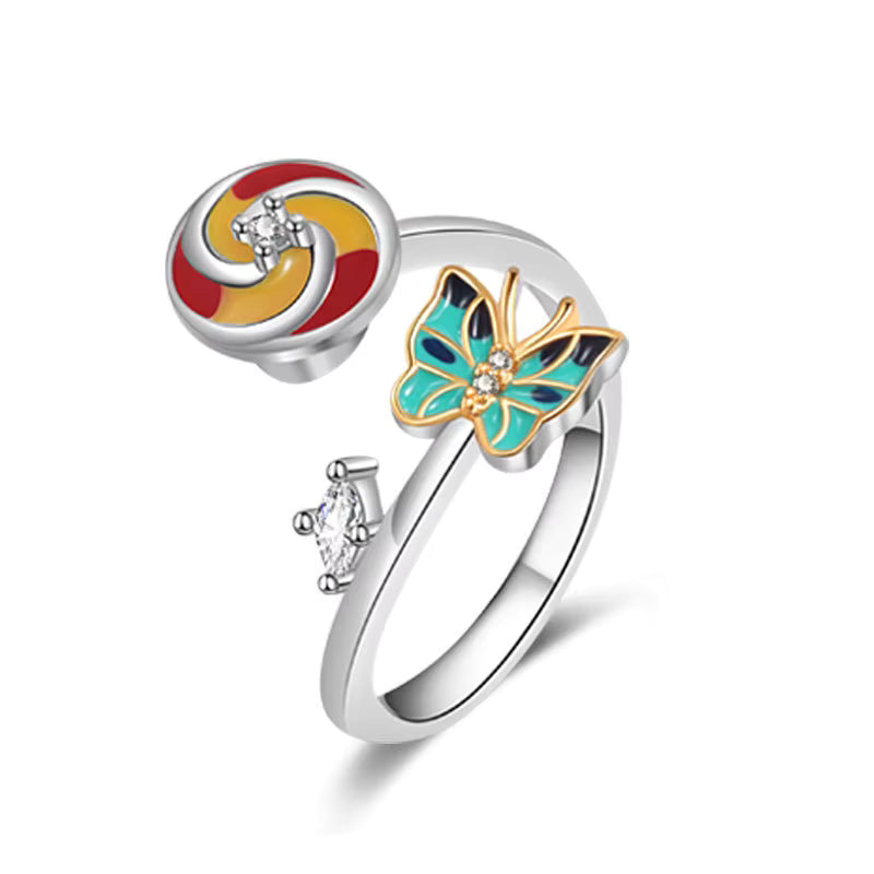 Butterfly Spinner Ring – Anxiety Relief Fidget Ring, Red or Blue