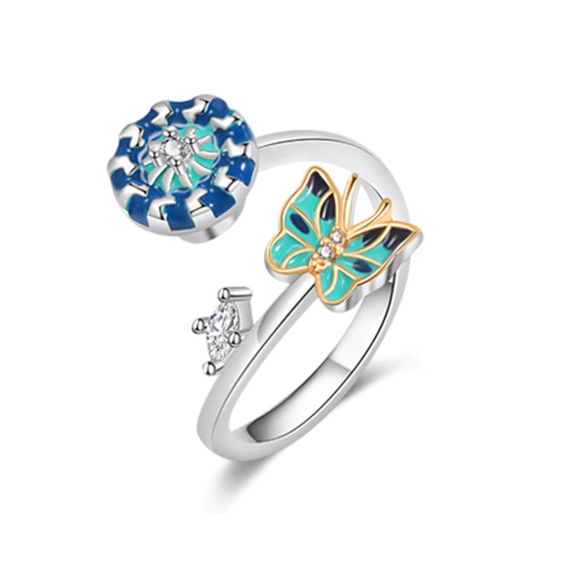 Butterfly Spinner Ring – Anxiety Relief Fidget Ring, Red or Blue