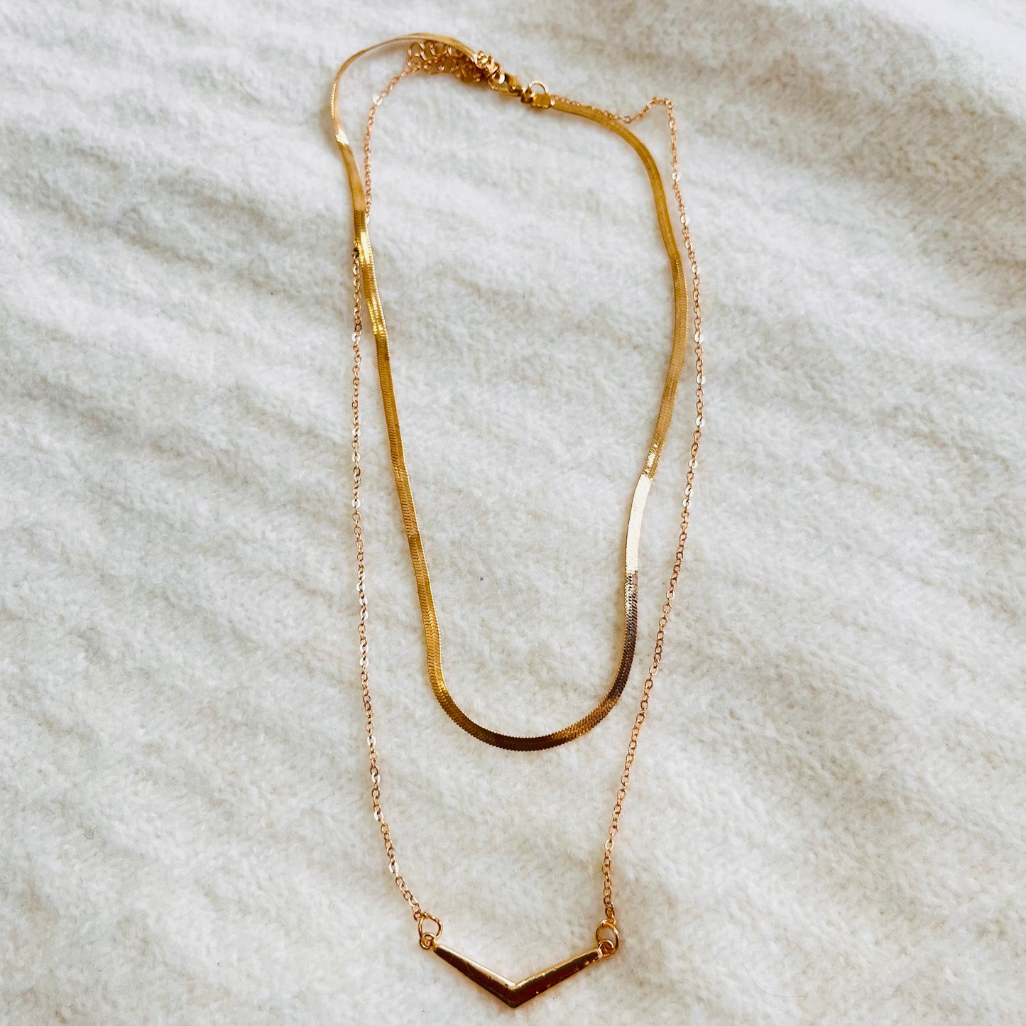 MC3 - Modern Gold Layered V Necklace Set