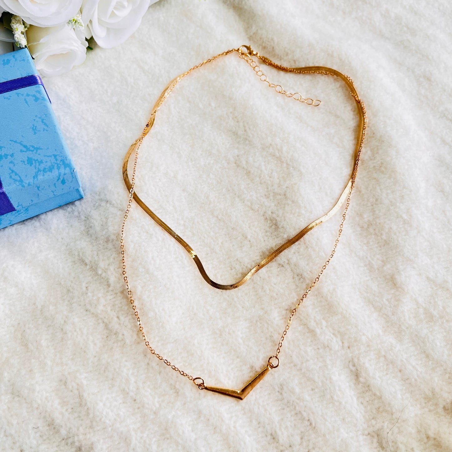 MC3 - Modern Gold Layered V Necklace Set