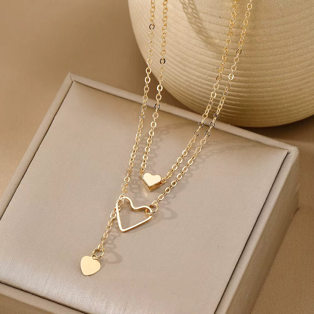 MC1 - Two-Layer Heart Pendant Necklace
